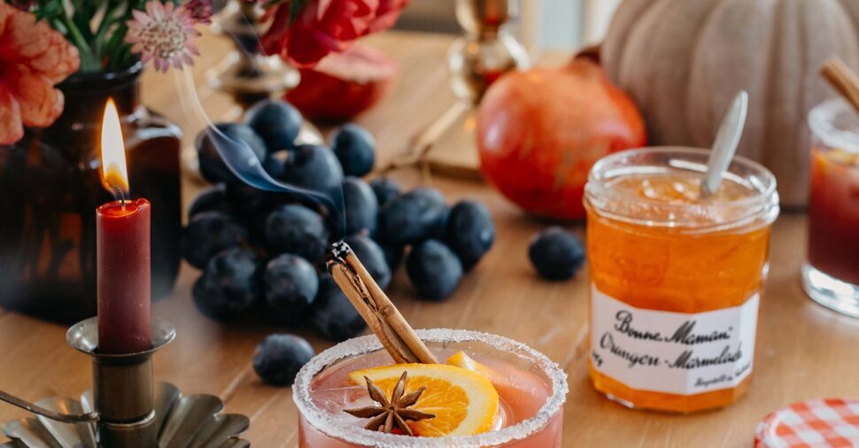 Halloween Cocktail mit Bonne Maman Orangen-Marmelade